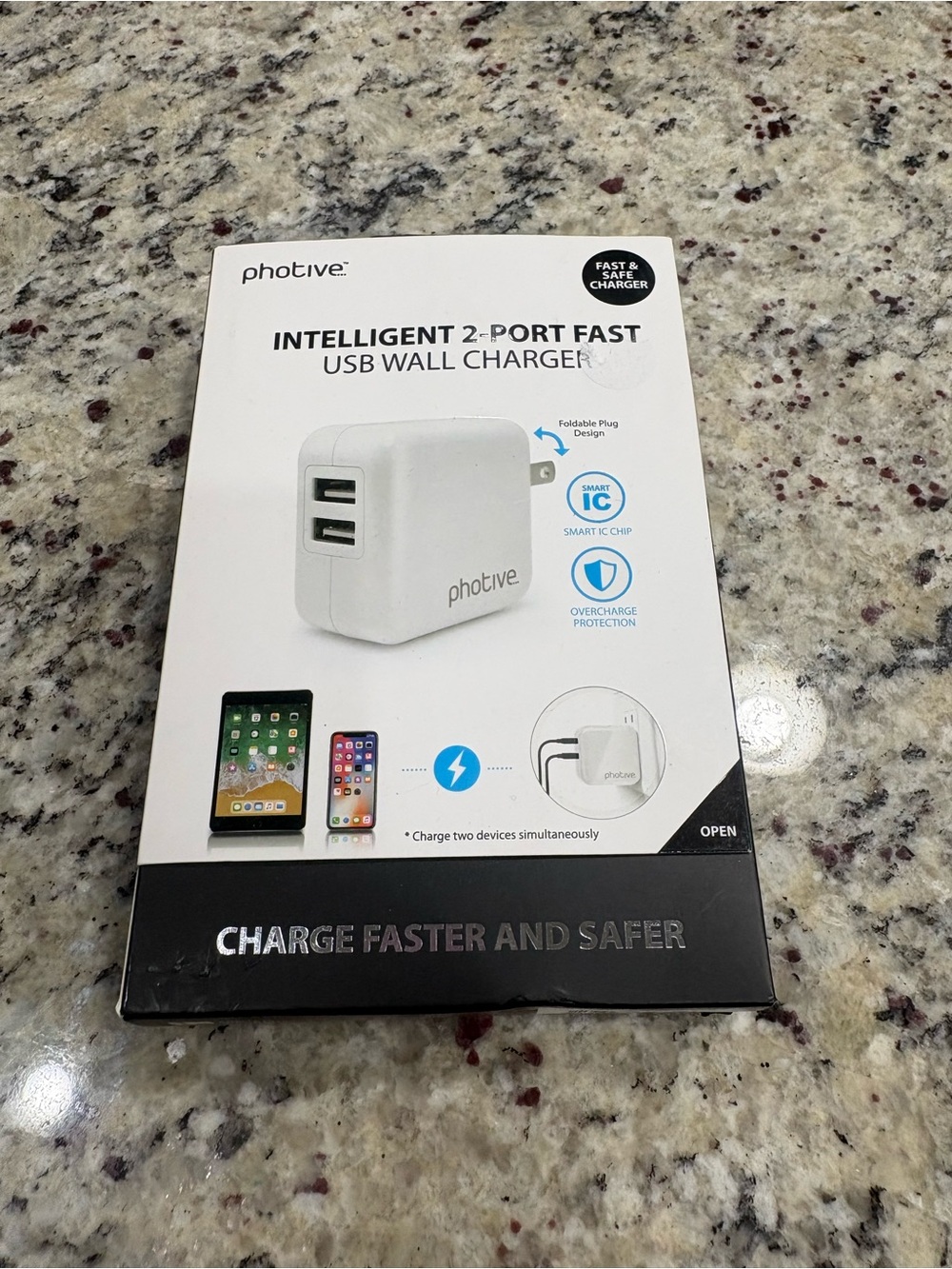 Photive intelligent 2-port fast usb wall charger New in box